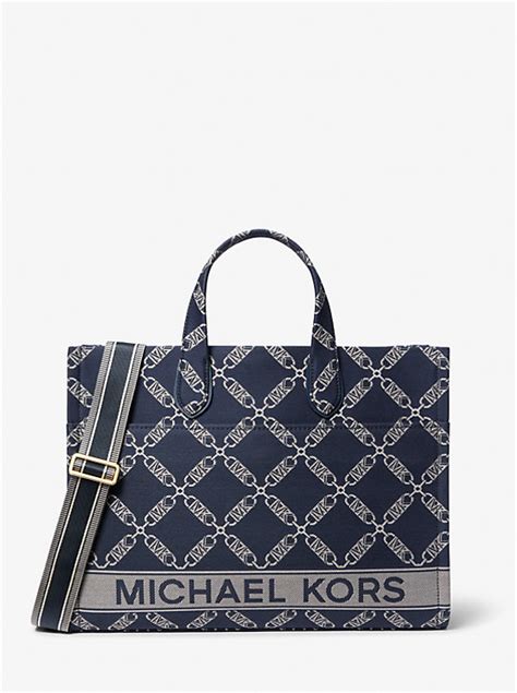 michael michael kors gigi large empire logo jacquard tote bag|michael kors gigi tote.